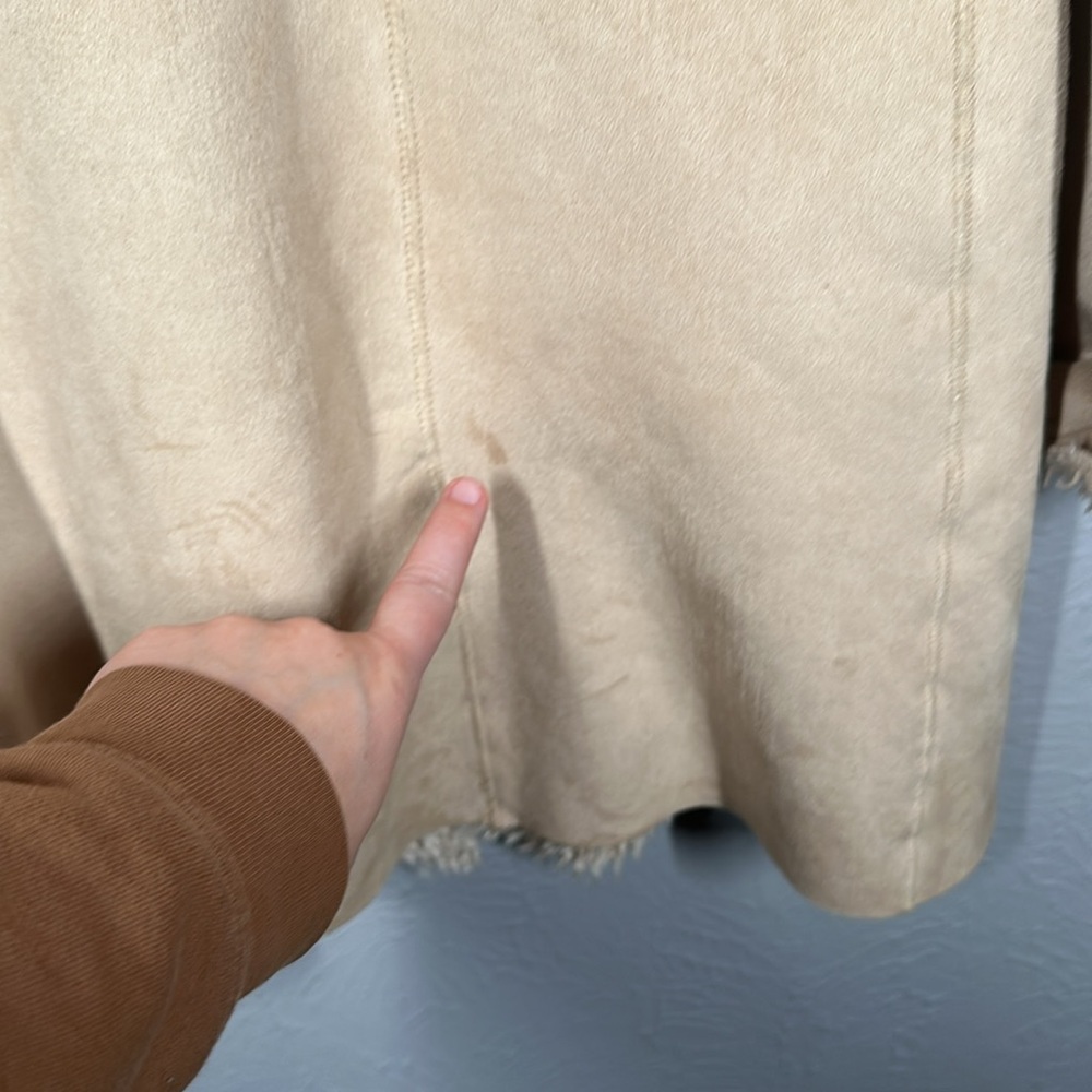 Monoreno Tan Faux Suede Long Sleeve Button Up Jacket Women's Size Large - Picture 9 of 9